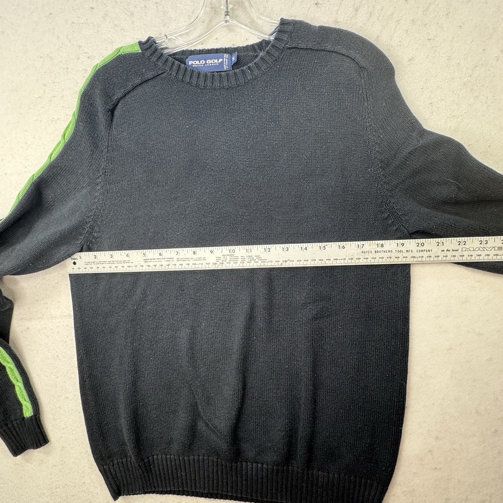 Polo Golf Ralph Lauren Cable Knit Sweater Medium Black Green Preppy Cashmere - Picture 11 of 11